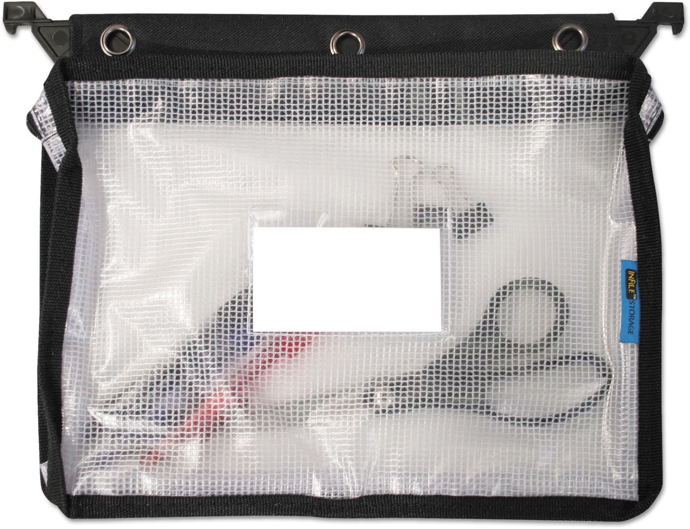 Clear Mesh Expanding Zipper Pouch with Black Trim