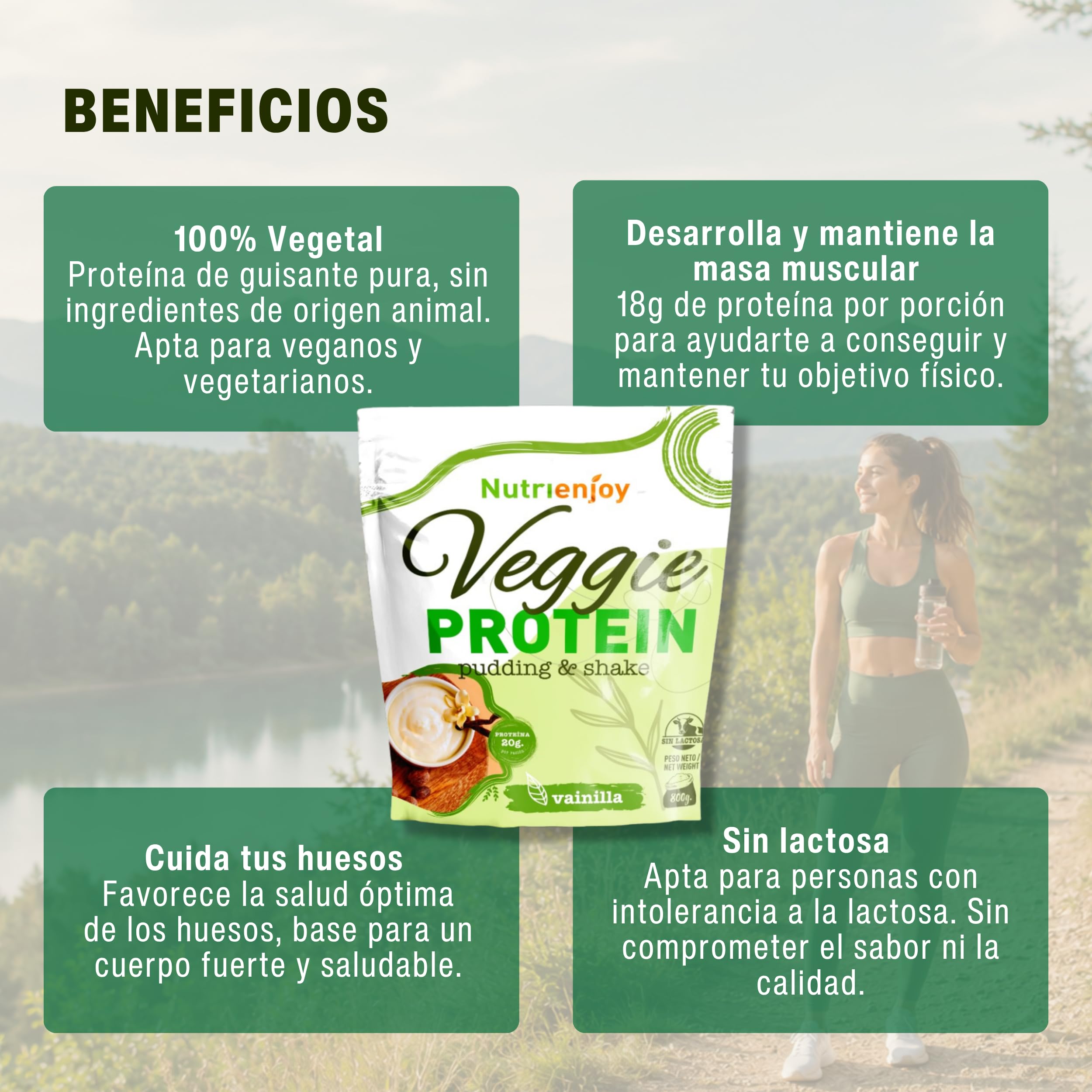 Protéines végétaliennes 800 g | Protéines végétaliennes 100 % végétales de qualité supérieure | Protéines végétaliennes sans sucres ajoutés | Protéine de pois sans lactose | Poudre de