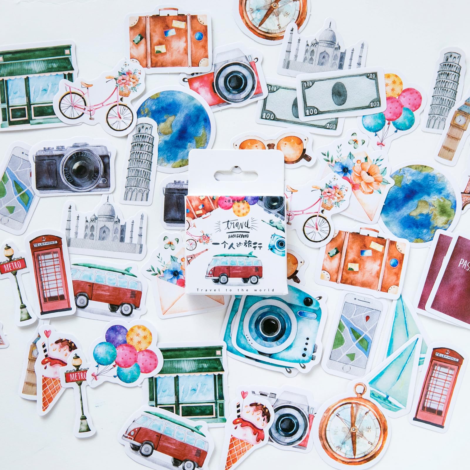 Scrapbook Accessories Travel Kit, 46Pcs Vintage Journaling Stickers for Adults, Aesthetic Kindle Book Stickers, Craft Supplies for Scrapbooking, Card Making, Journal