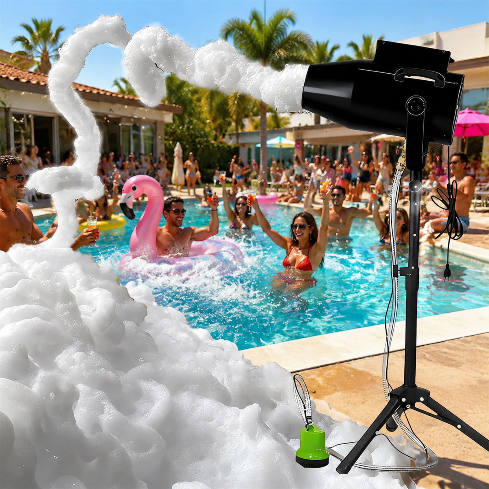 SHUMIAO Foam Machine for Parties 1000W, Large Foam Maker with Tripod Stand, Quick 20 Seconds Foam Blast, 860 Sq.Ft Coverage, Ideal for Backyard Summer Bashes, Pool Parties, Holiday Events
