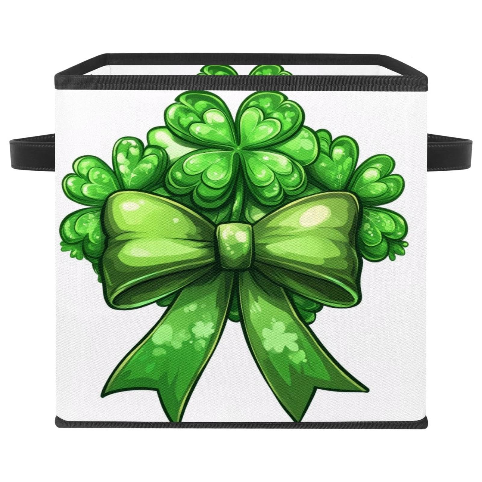 Boîte de rangement trèfle haut de gamme avec finitions nœud vert élégant