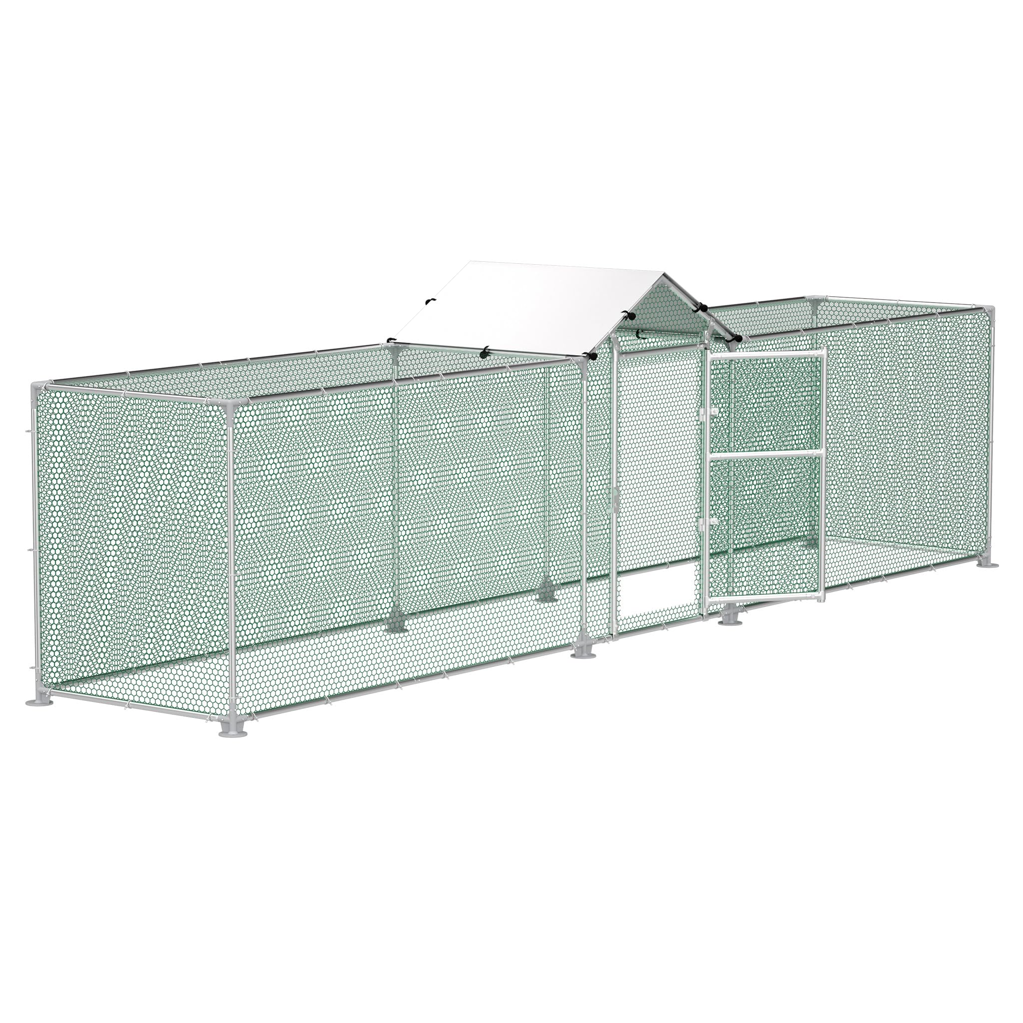 FIVMEN Recinto para gallinas de metal 5 x 1 m con protección solar techo puerta y cerrojo