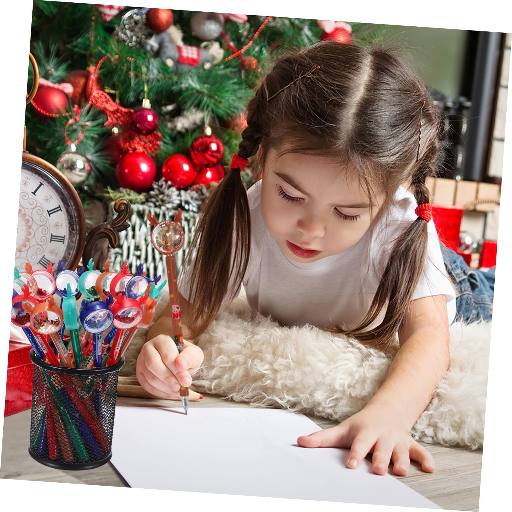 Alasum 36 Pièces Stylos Gel Noël à Motif Renne avec Paillettes Stylos Écriture Colorés Bleu Rouge Vert Marron pour Bureau École et Festifs