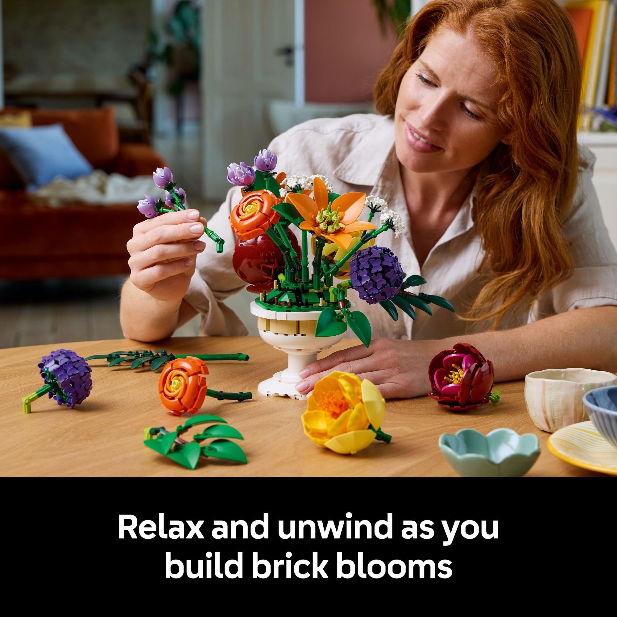 LEGO Botanicals Flower Arrangement DIY Building Set - Faux Bouquet Set for Adults, 18+ - Floral Home Décor Kit - Gift for Graduation - Decorations for Office or Cubicle - 10345