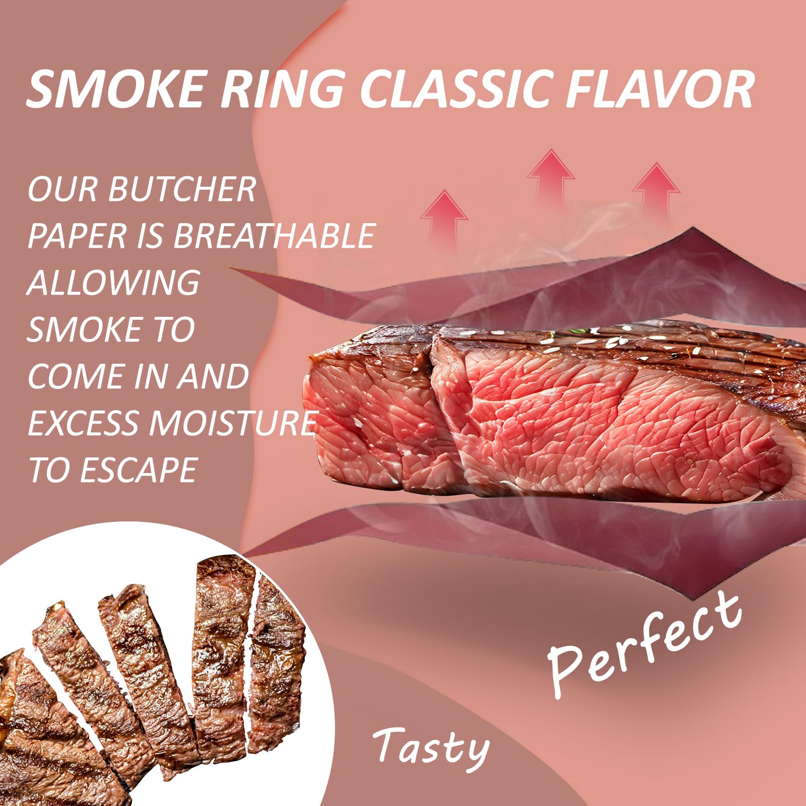 BigKing 1 Rotoli Carta da Macellaio, Colore Rosa, 45 cm x 30 m, Carta Kraft per Barbecue, Affumicatore, Carne di Pesce, Perfetta per Cucinare Succoso
