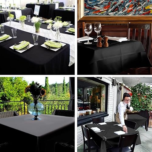 Miniatura 7 de Pesonlook Paquete de 6 manteles cuadrados color negro, de poliéster de 52 x 52 pulgadas, lavable para bufé, boda, fiesta