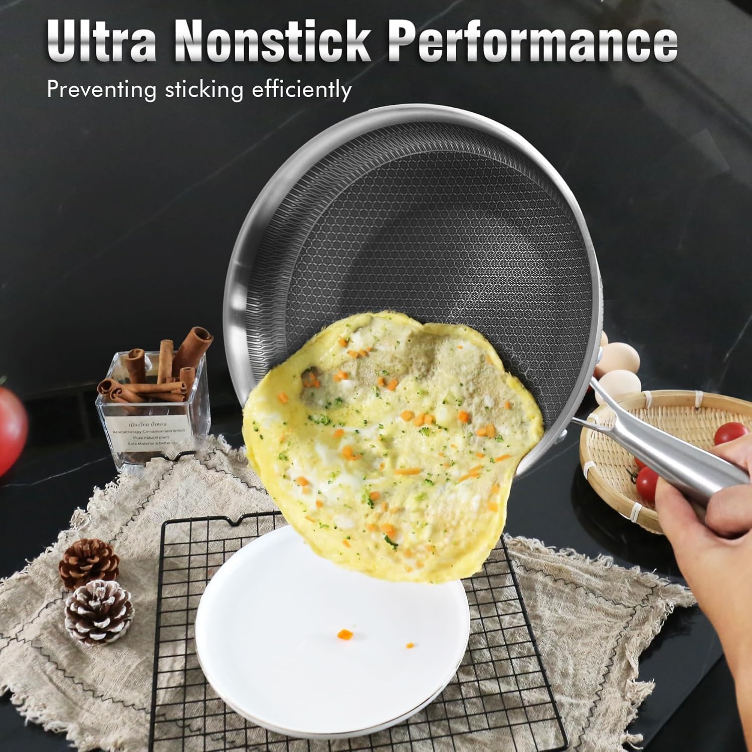 AR Mall Nonstick Frying Pan 20 CM Stainless Steel Stay-Cool Handle, Dishwasher and Oven Safe, Induction Ready, Compatible with All Cooktops (Frying PAN 20 CM) — Amazon image 5
