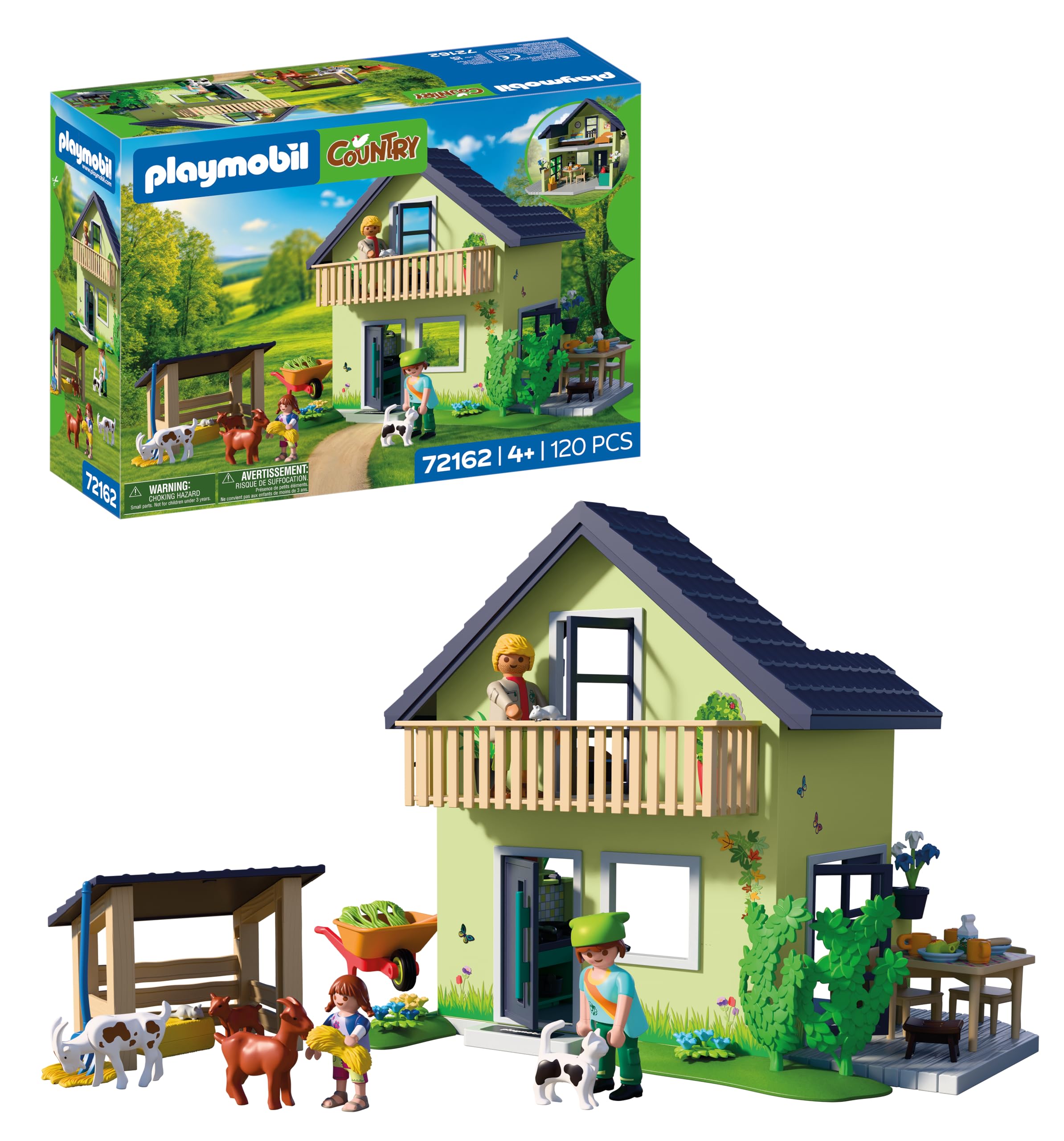 Playmobil | Country | Farmhouse | Residential Farmhouse with Balcony, Kitchen, Beds, Animals & Extensive Accessories | For Children Aged 4+ | 72162
