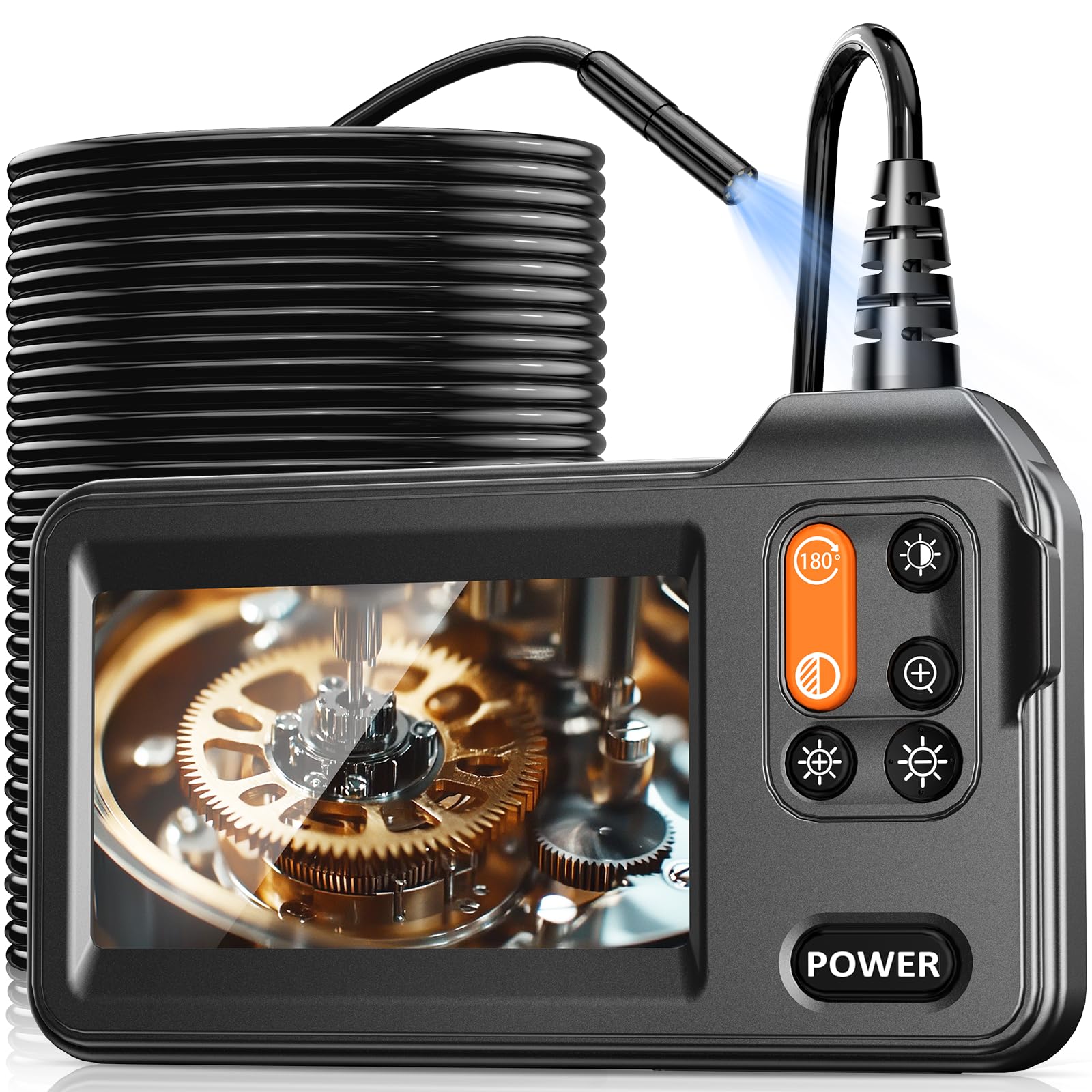 Endoskopkamera mit Licht 15M, Hopefox 1080P HD Industrie Endoskop Kamera mit 8 LEDs, 4,3 Zoll IPS Bildschirm Inspektionskamera, 8mm IP67 Wasserdicht Kanalkamera Rohrkamera