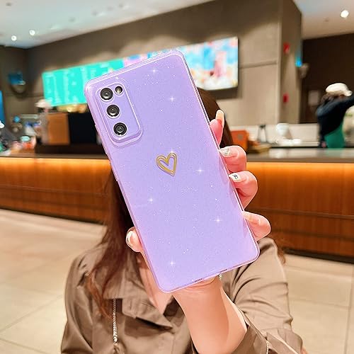 Miniatura 3 de Funda compatible con Samsung Galaxy S20 FE 5G, diseño de corazón de amor, TPU suave a prueba de golpes, funda protectora brillante con purpurina