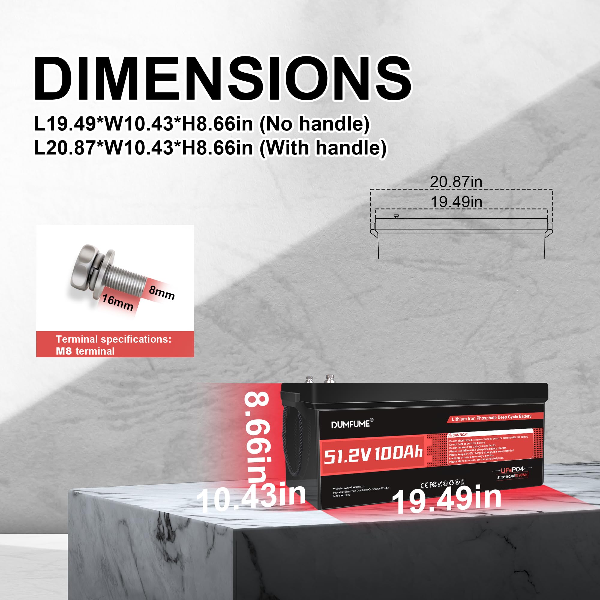 48V, 100Ah, 200A Lifepo4 Batteria Al Litio Da, Protezione BMS A Bassa Temperatura, Batteria Da 48V, Supporto Fino A 5kW, 6000+Cicli Profondi, Perfetta Per Golf Cart Camper, Applicazioni