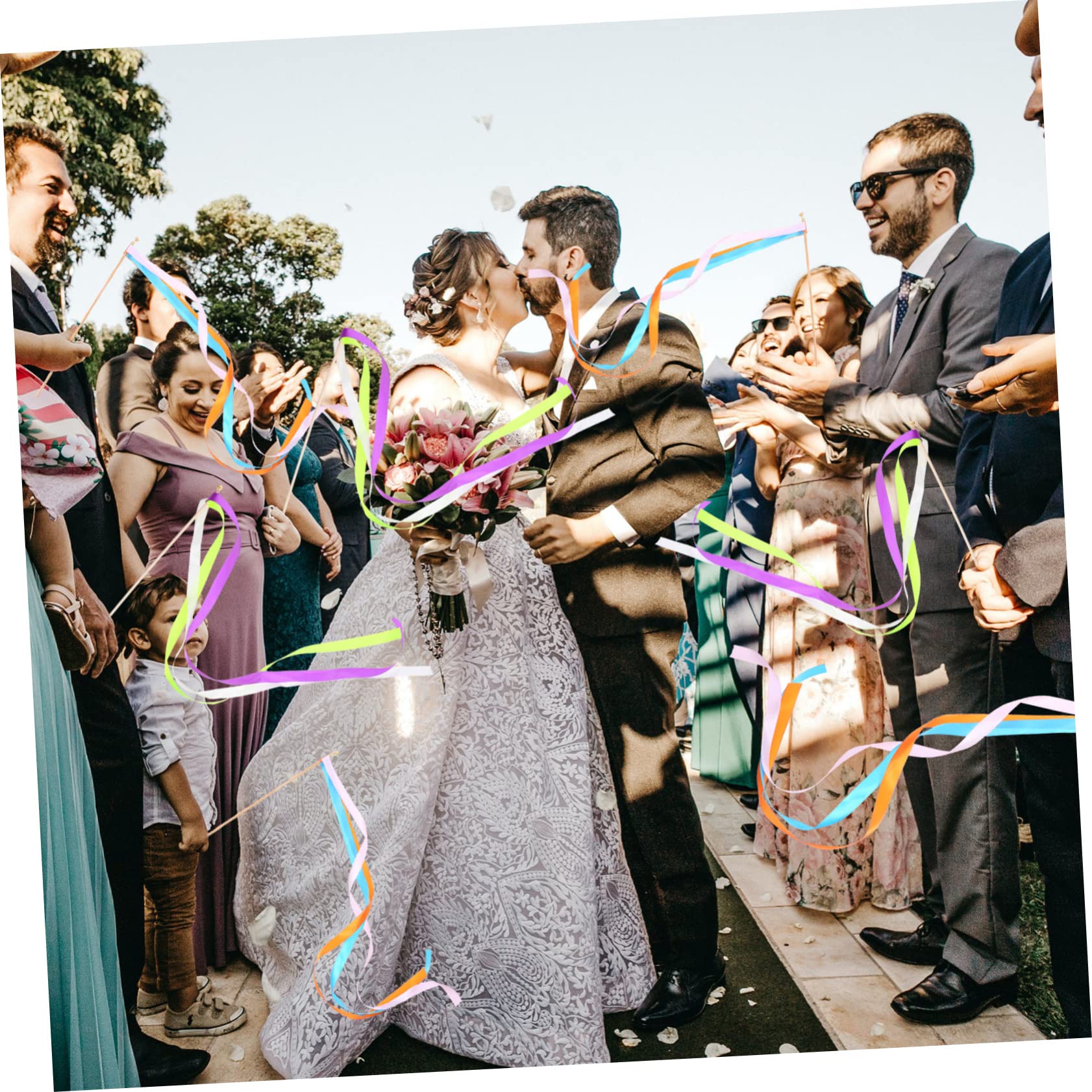 SOLUSTRE 30stücke Hochzeits-Silberne Stäbe Mit Bunten Bändern Für Feiern Geburtstags Und Babypartys Luftige Deko Für Hochzeiten Und Besondere Anlässe