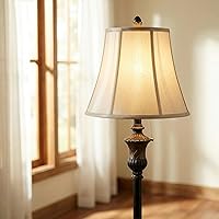 Vista 8 de Brightech Sophia LED Floor Lamp, Tall Mid-Century Modern Lamp with Bell Shape Fabric Shade, Great for Bedroom & Living Room Decor - Bronze