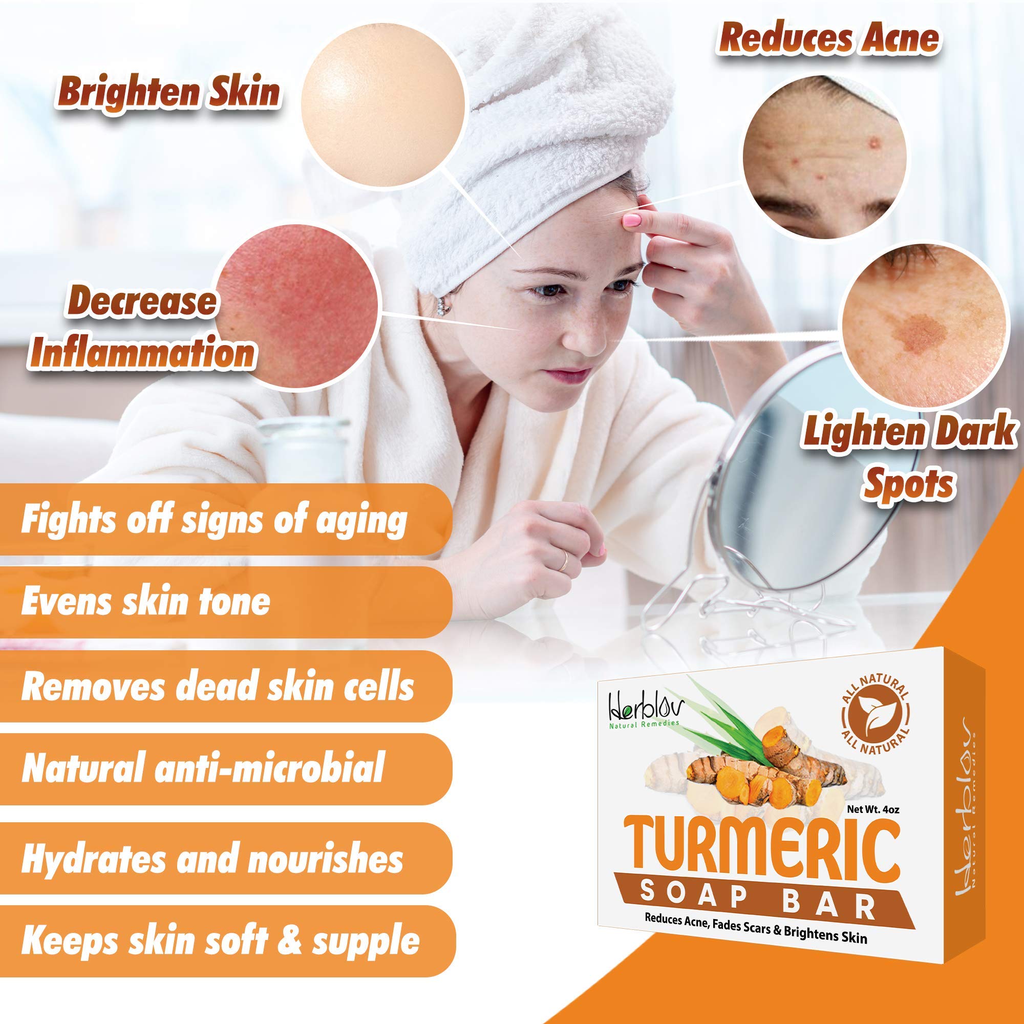 Herblov Turmeric Soap Bar for Face & Body Natural Turmeric Skin Soap