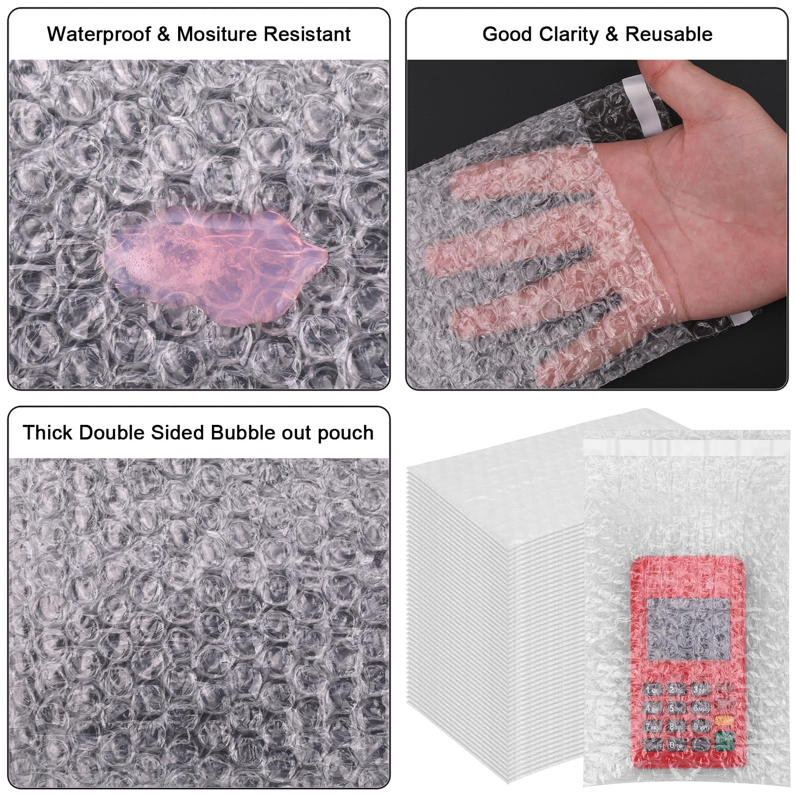 50 Stück Luftpolsterbeutel, 13 x 18 cm, selbstverschließend, transparent, doppelwandige Luftpolstertaschen, Schutzverpackung, Polsterbeutel für Versand, Verpackung, Umzug, 50 Stück