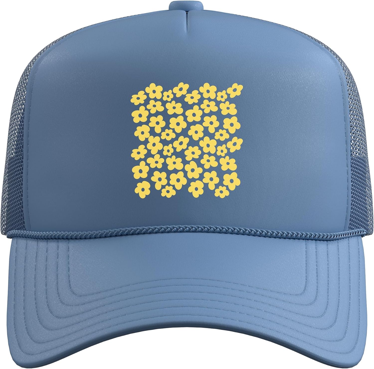 Aesthetic Yellow Flowers Retro Daisy Trucker Hat with Adjustable Mesh Back image 2