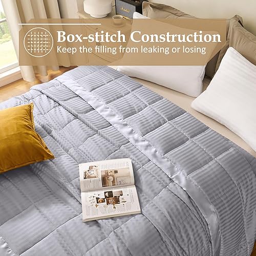 Miniatura 4 de downluxe - Edredón de tamaño King con ribete satinado, edredón ligero alternativo de tamaño King para todas las estaciones, lavable a máquina (color