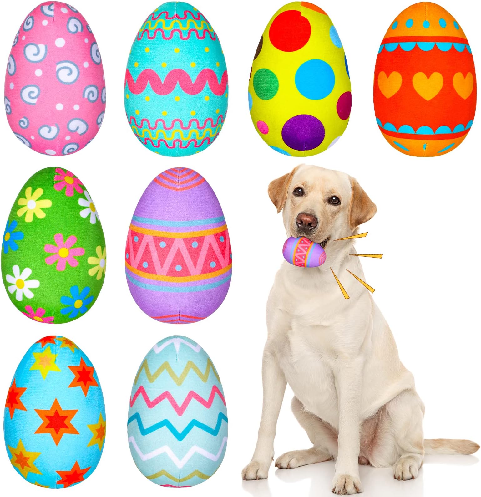 Pet Supplies Threan 8 Pcs Easter Toys for Dogs Easter Egg Dog Toy