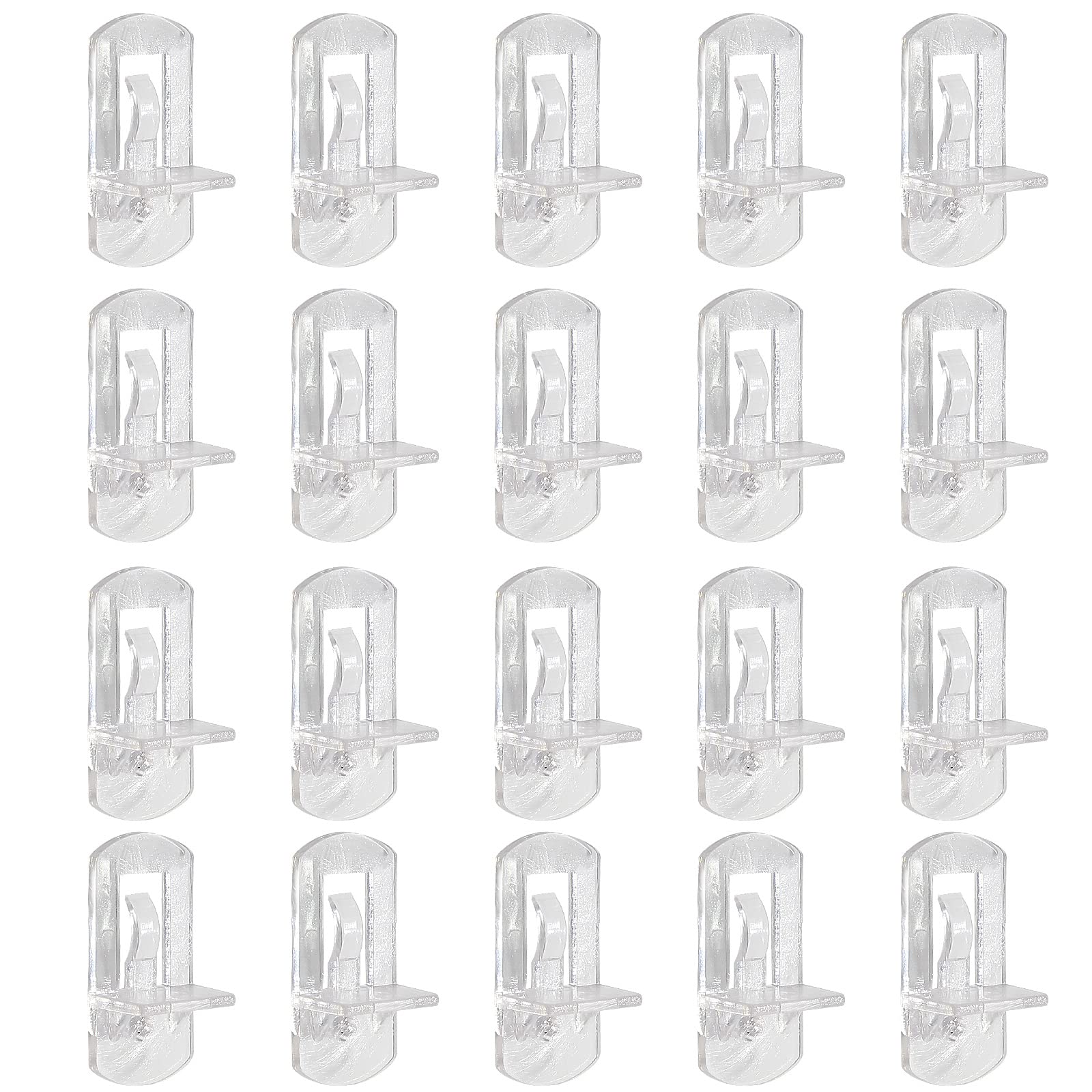 20pcs 8mm Clear Plastic Locking Pegs, Self-Locking Shelf Support Pins, 8mm Diameter Hole Cabinet Shelf Clips Clear Shelf Brackets Holders for Shelves Furniture