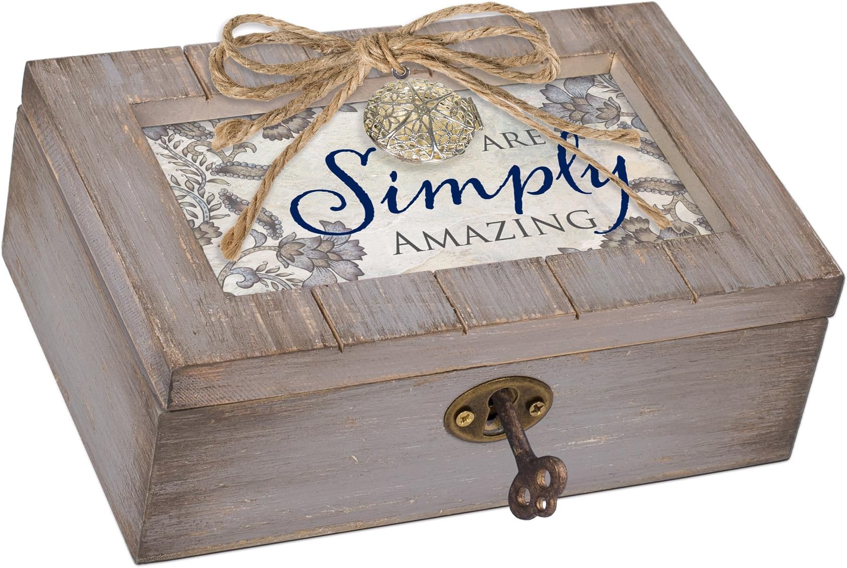 Cottage GardenSimply Amazing Grey Distressed Locket Petite Music Box Plays You are My Sunshine