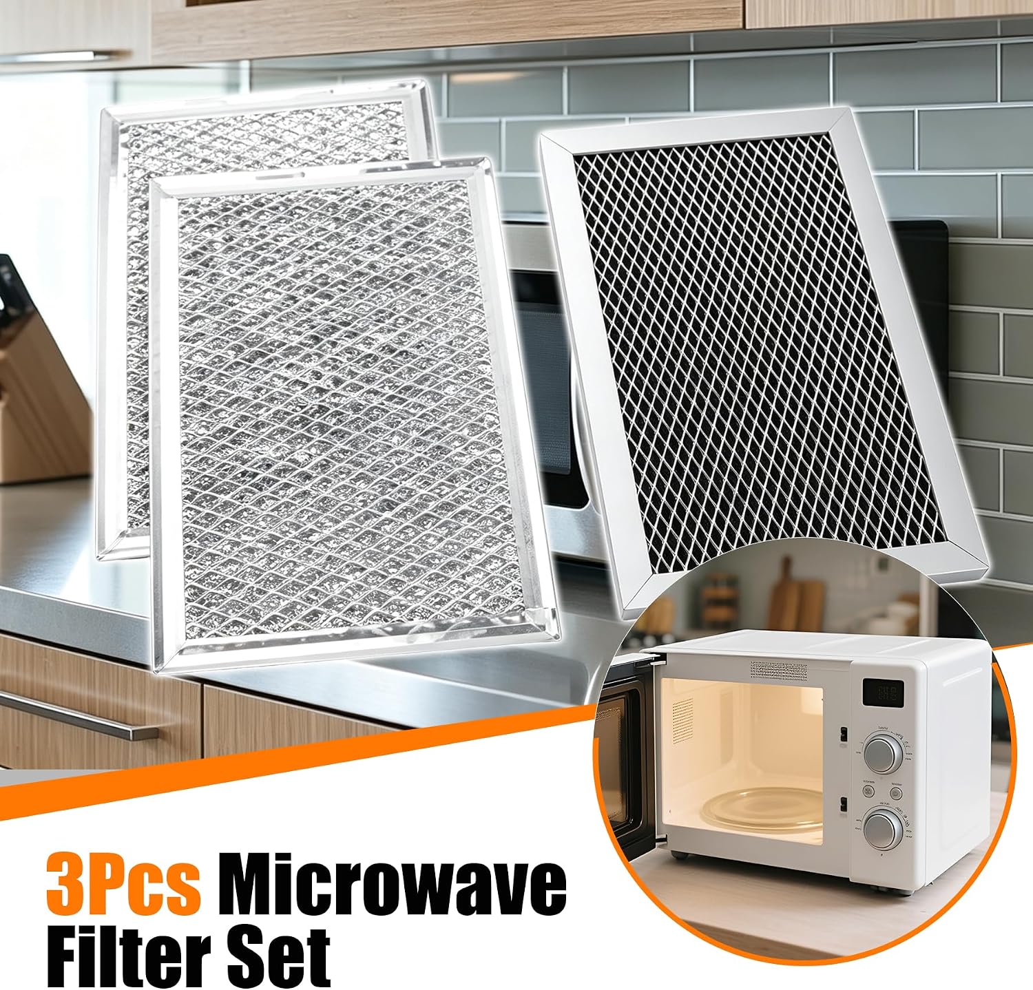 3Pcs Microwave Filter Set Compatible with Microwave JVM6175EK6ES