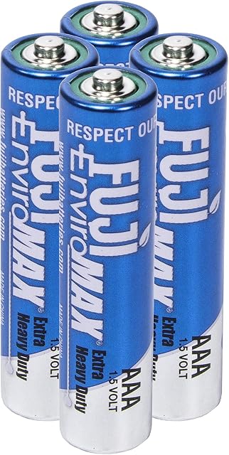 Fuji Enviromax AAA batteries, extra heavy duty, manufactured to be eco-friendly and powerful, Carbon Zinc - (Pack of 4)