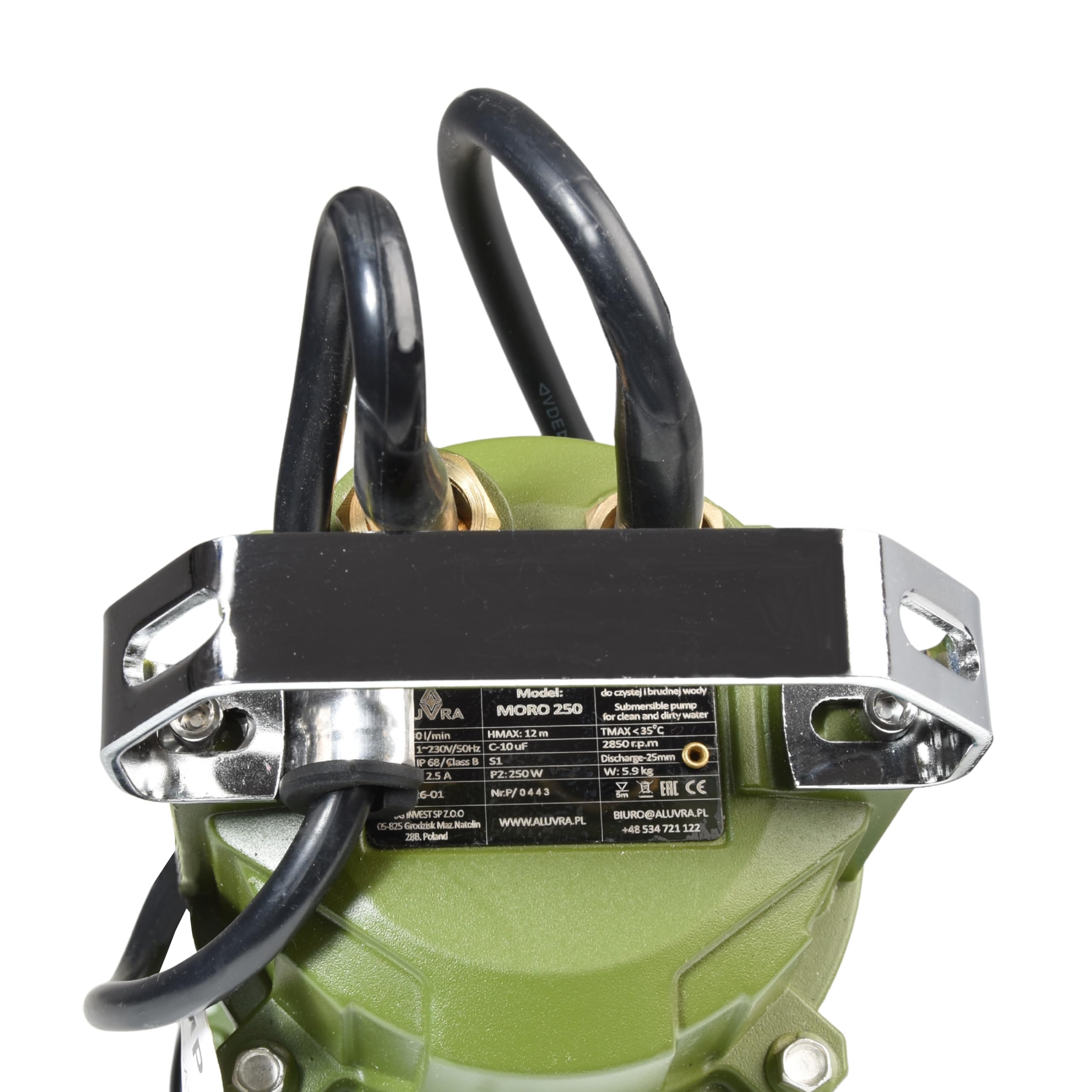 Pompa Sommersa MORO 250 – Pompa ad Immersione per Acque Sporche (250W, 1800 l/h, Prevalenza Max 12 m) con Filtro e Griglia di Protezione – Pompa Subacquea Portatile con Maniglia – per Pozzi e Giardino