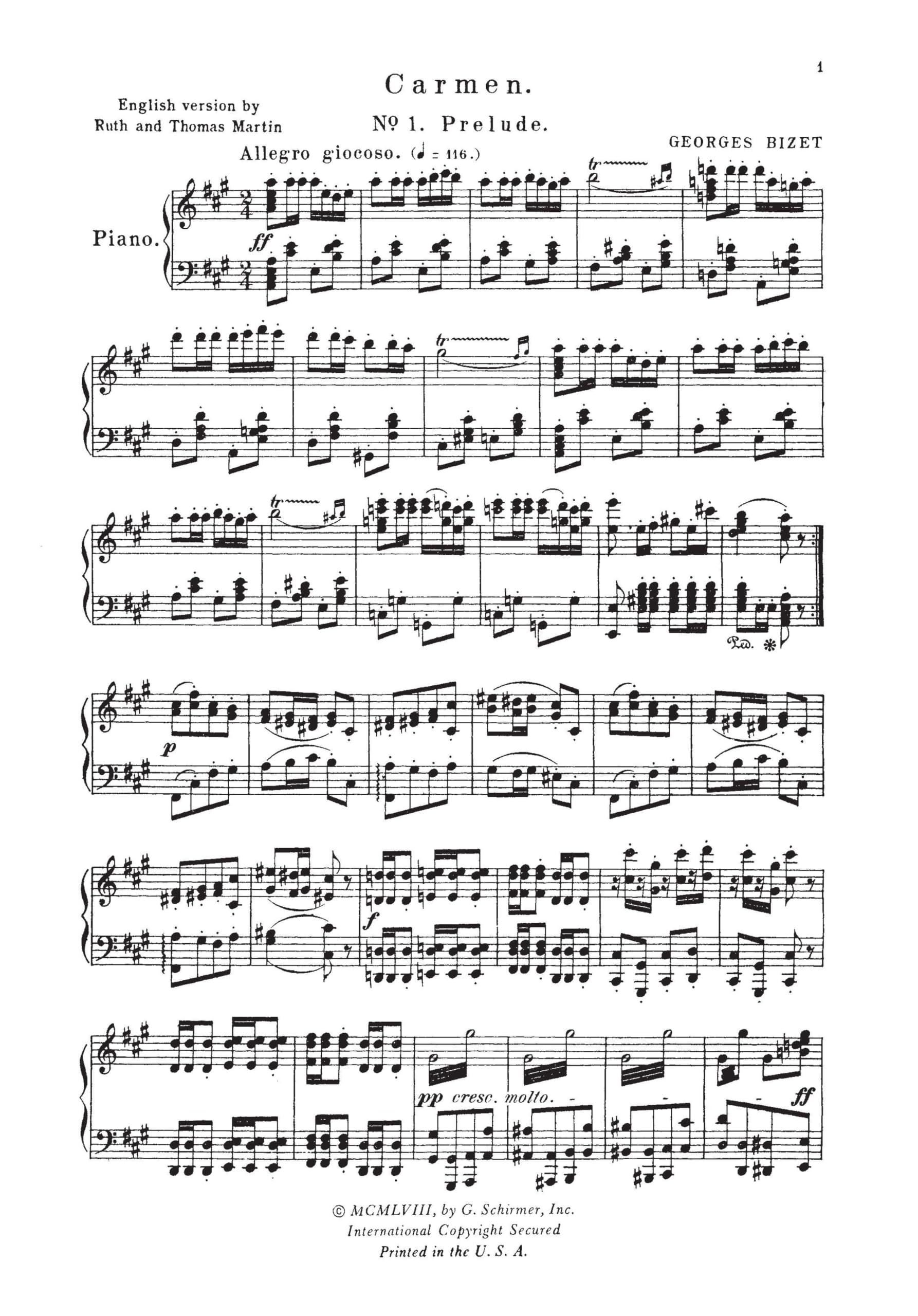 Georges bizet : carmen - reduction pour voix et piano