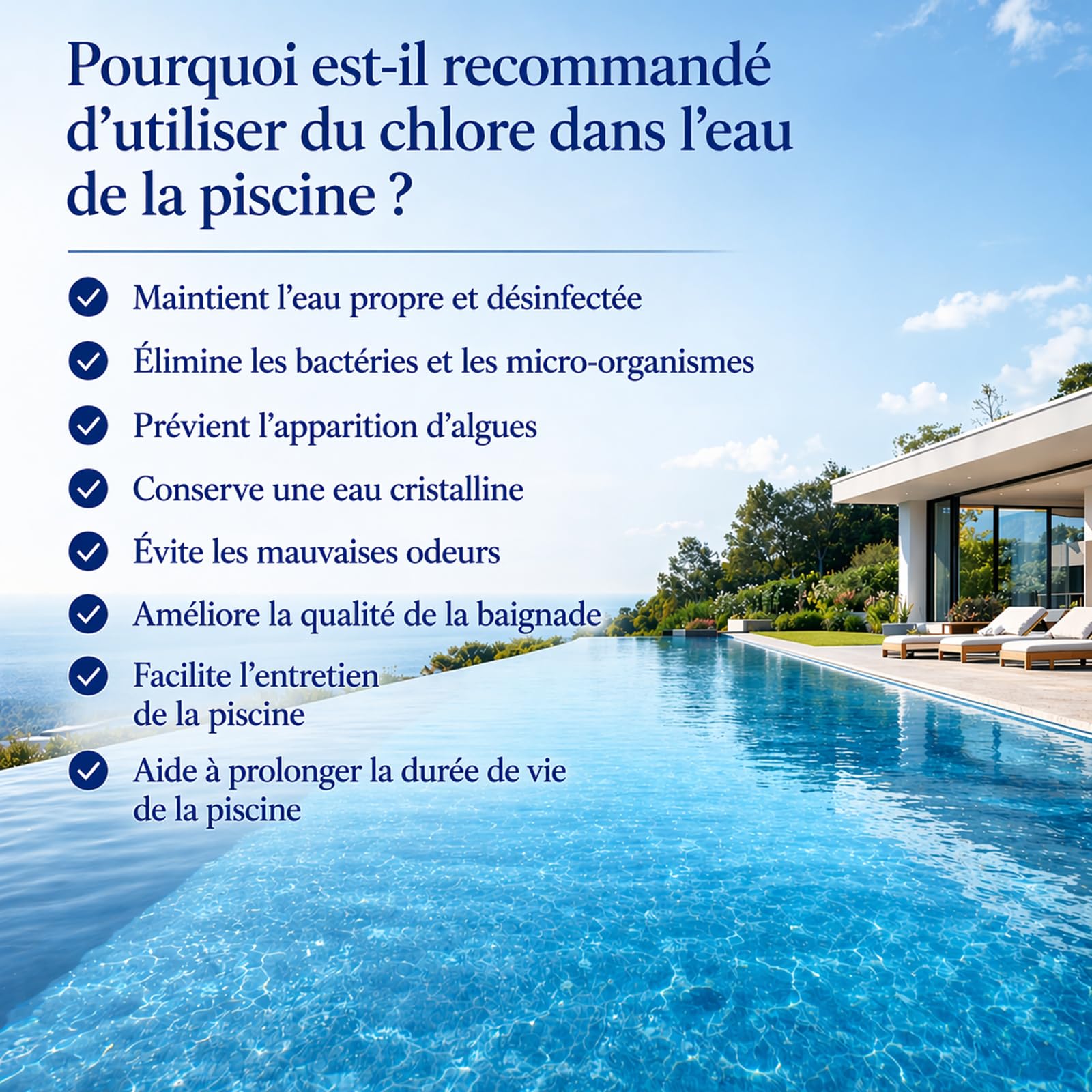 Chlore Lent Pastilles 20g Piscine et Spa, 90% Actif – Boite 1kg Désinfection Durable – Eau Claire et Saine,Chlore Permanent
