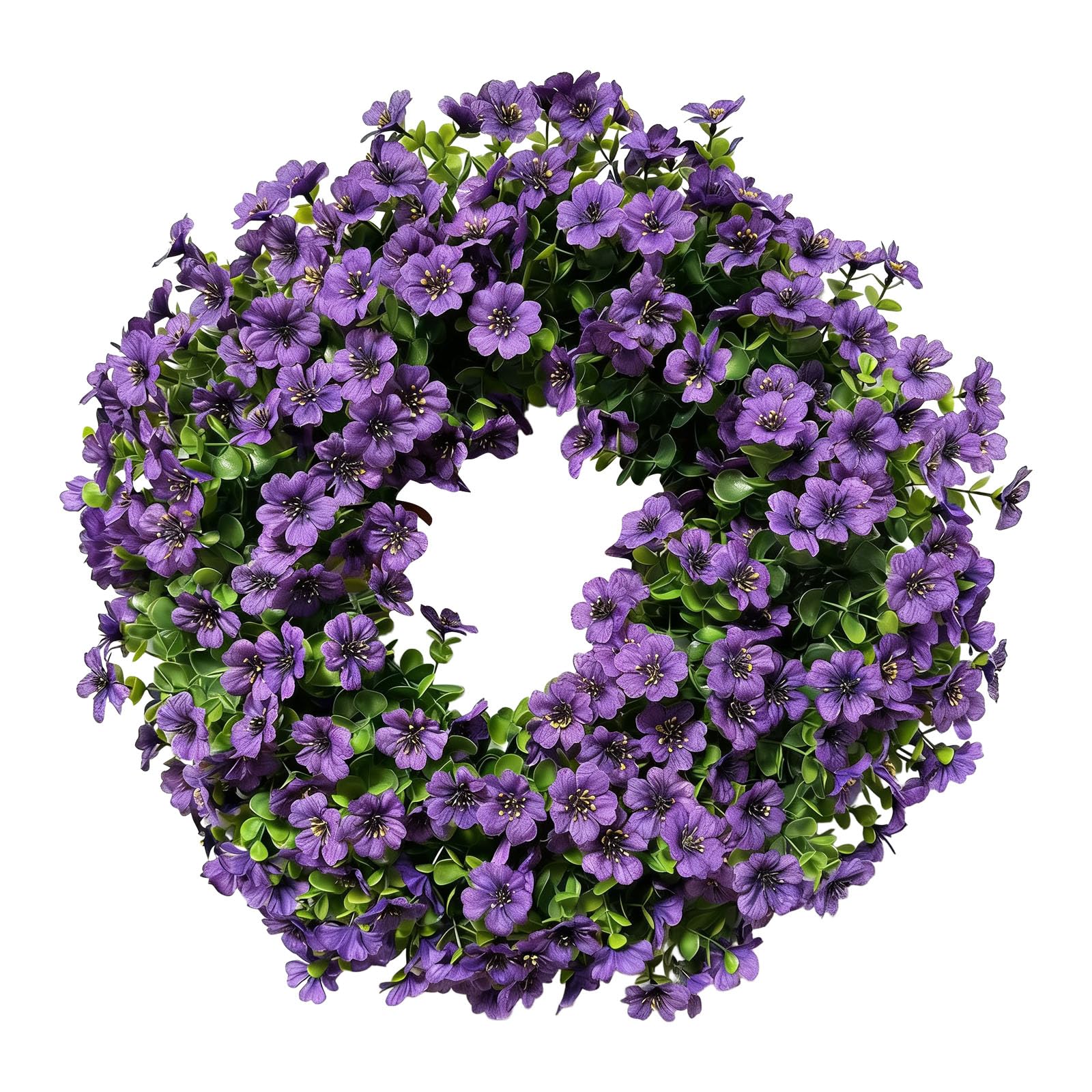 Linvimia Realistic Violets Flower Wreath 50cm in Diameter Seasonal Decorative Wreath for Festival Home Decors Grape Silk Flower