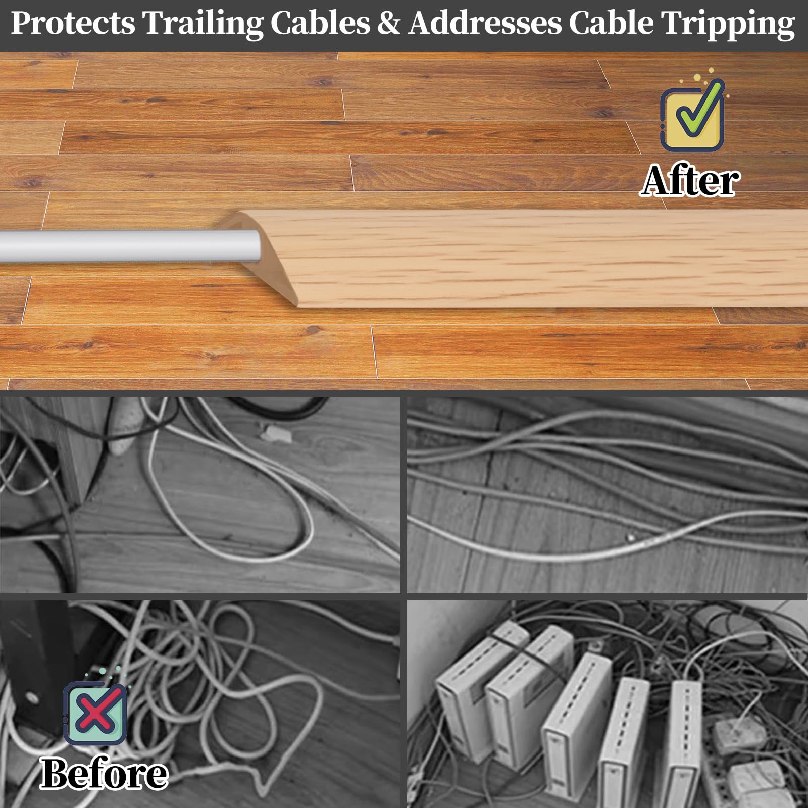 Puente de Cable, pequeño conducto de Cable Flexible, Grano de Madera de 1.0m X 5cm, protección de Cable de Piso de PVC, conducto de Cable para oficinas Apartamentos almacenes hoteles (Caoba, 3m X 3cm)