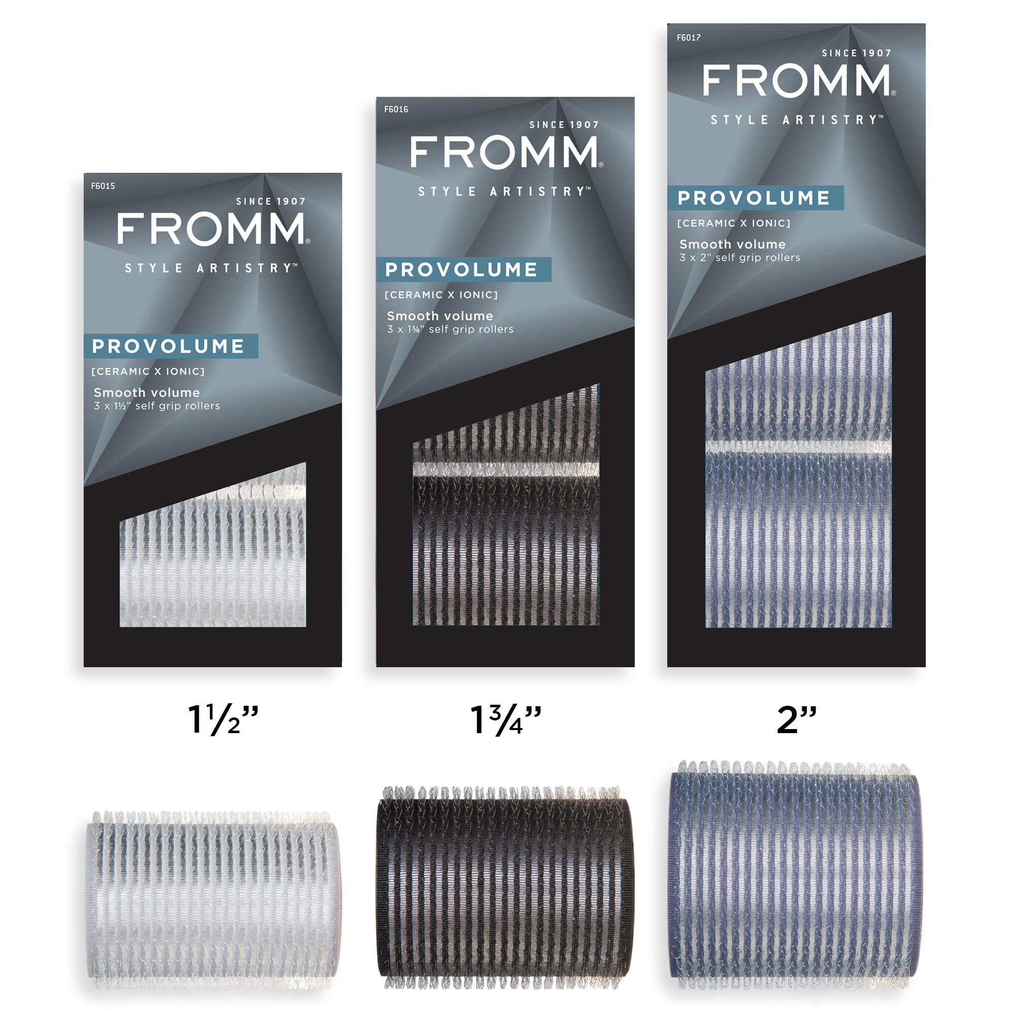 Fromm F6001 ProVolume - Rodillos de pelo iónicos de cerámica de 1.5", 1.75", 2"