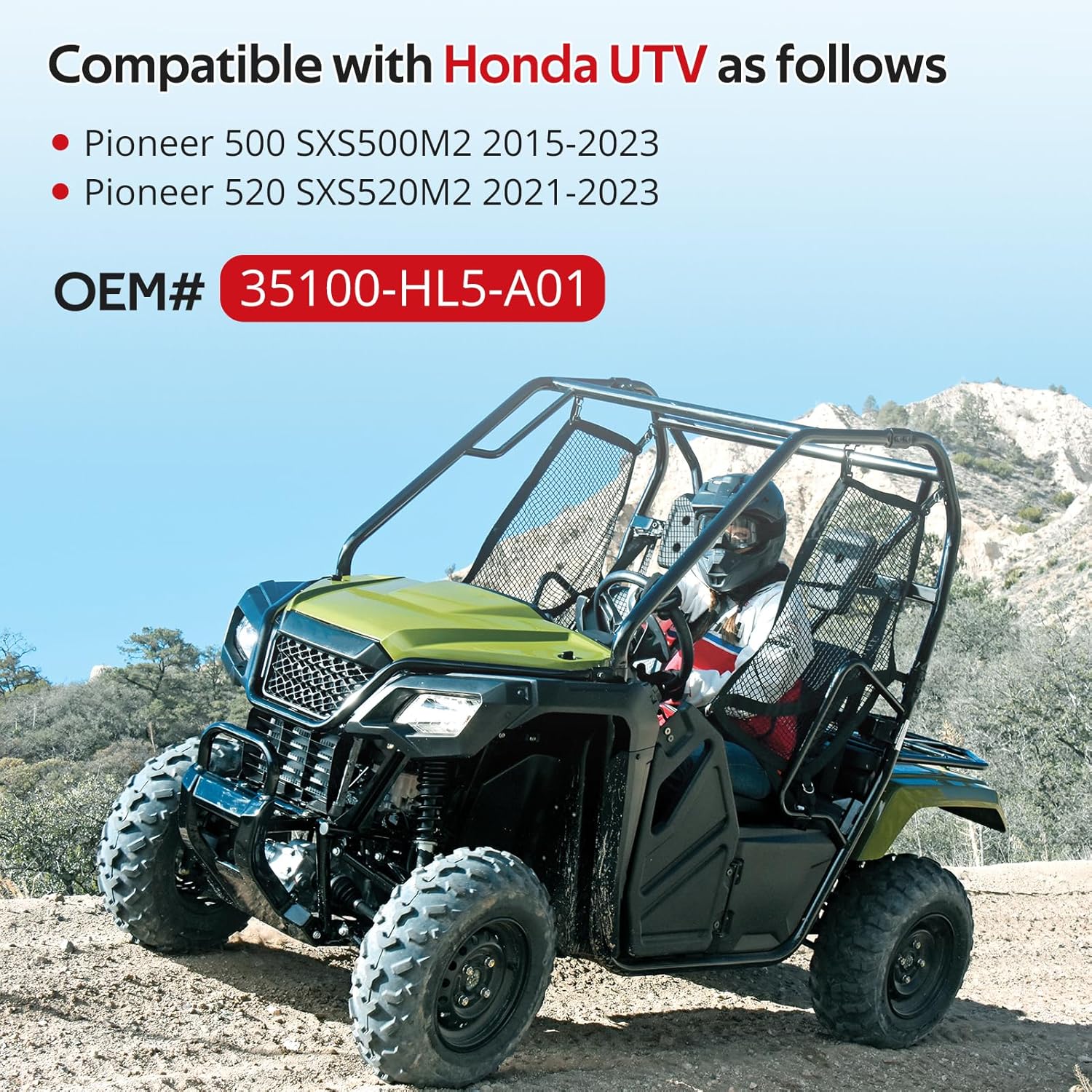 Compatible with Honda Pioneer 500 520 SXS500 SXS520 Ignition Key Switch 35100-HL5-A01 2015-2023