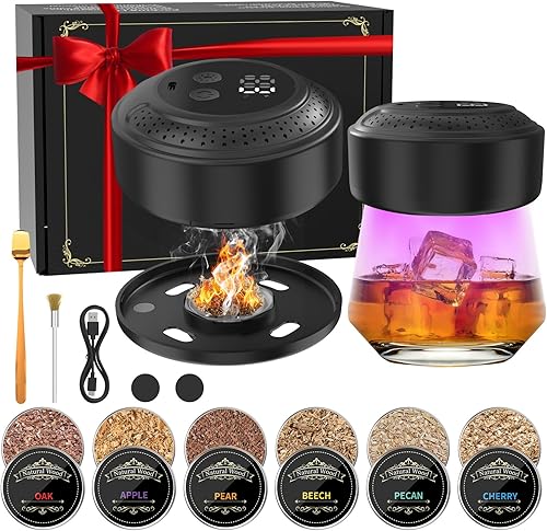 Kit de ahumador de whisky eléctrico, kit de ahumador de bebidas antiguas con chips de madera de 6 sabores, kit de infusor de ahumador de whisky, kit disponible en Yaxa Colombia