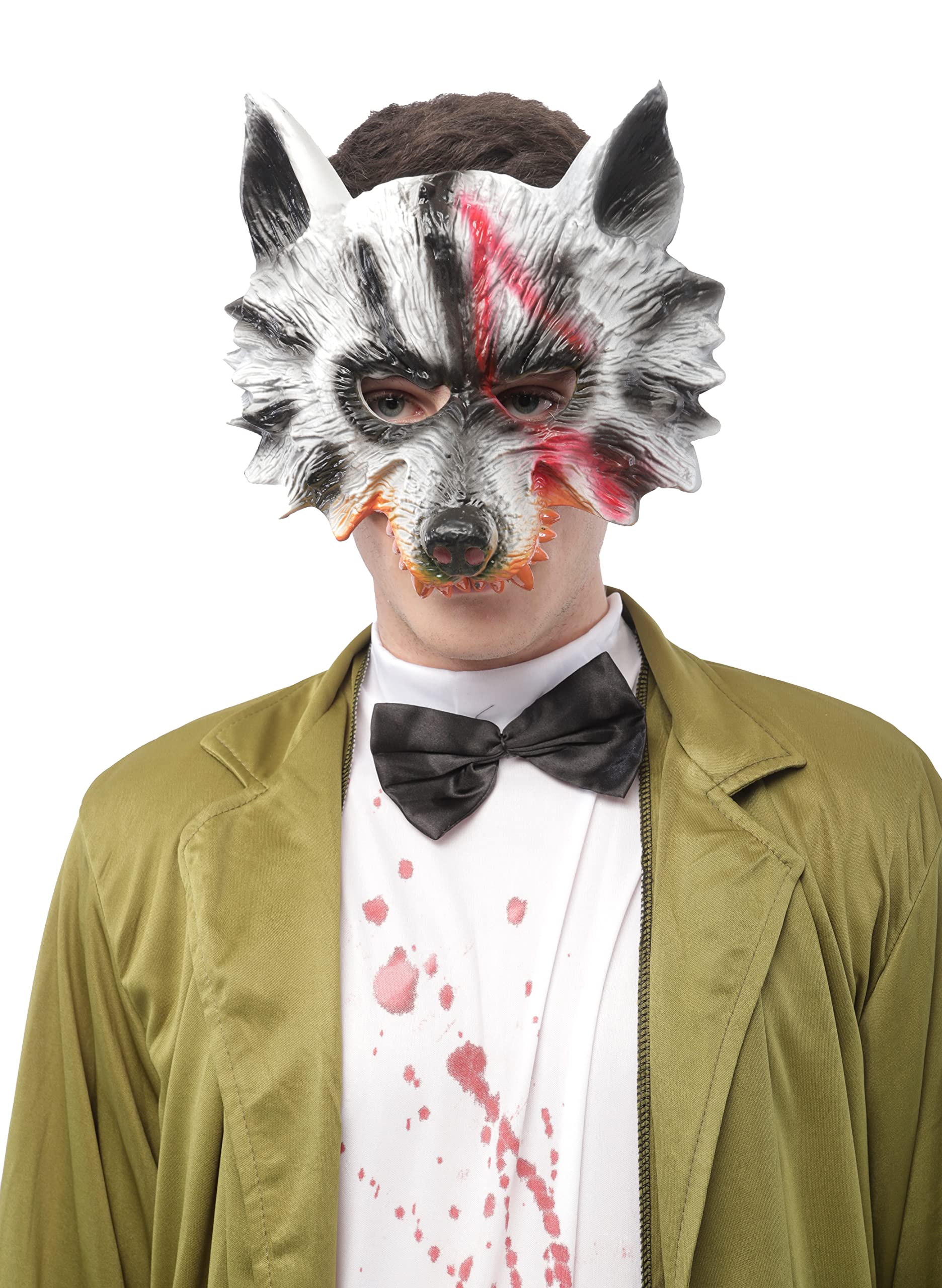 Máscara de Hombre Lobo Media Cara para Disfraces de Halloween Carnaval y Fiestas, Máscara Animal de Multicolor, Talla única