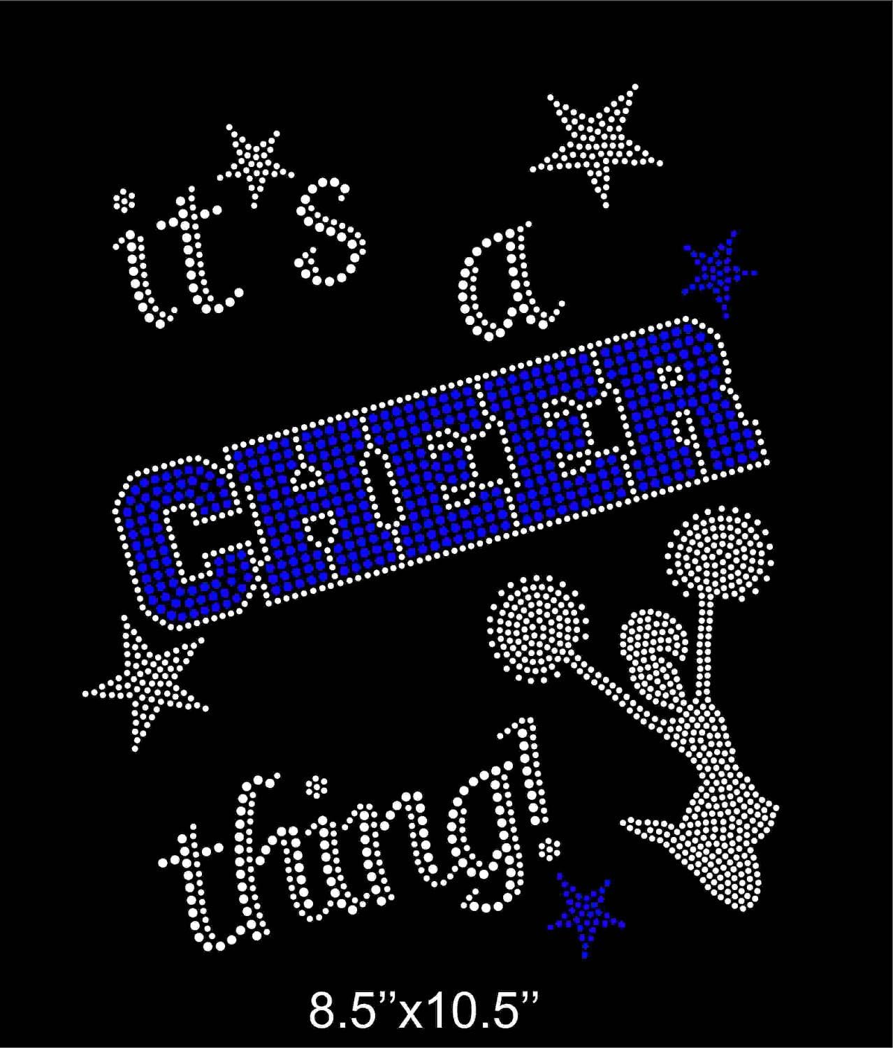 It's a Cheer Thing COBALT Blue Rhinestone Transfer Iron On - DIY