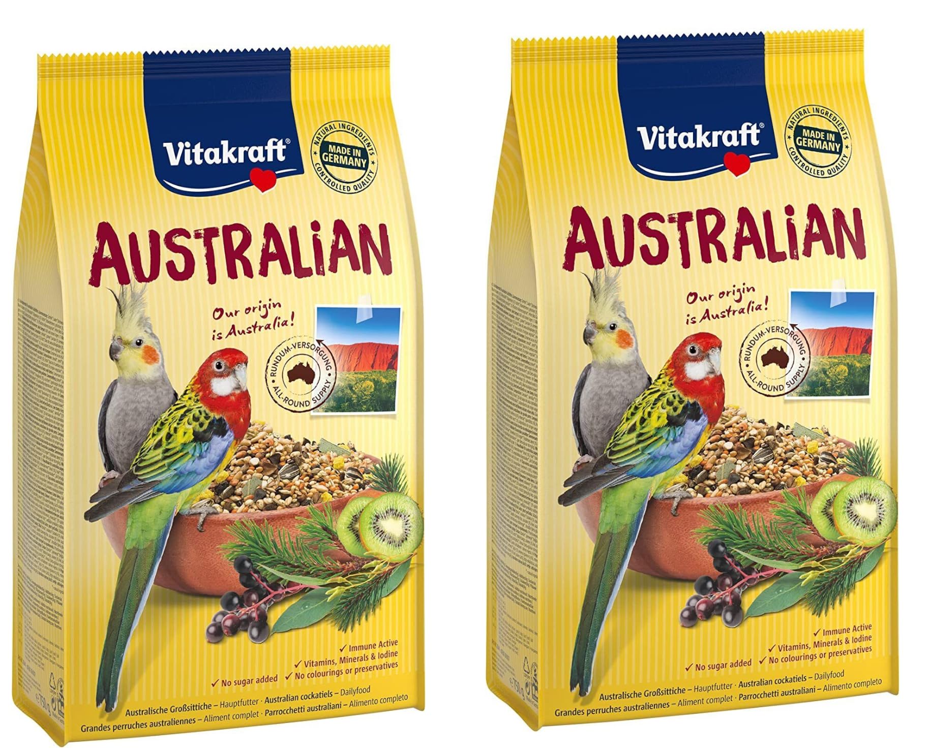 2 PACK WUNDAPETS VITA KRAFT AUSTRALIAN COCKATIEL LOVEBIRD BIRD CAGE FOOD FEED SEED 750G