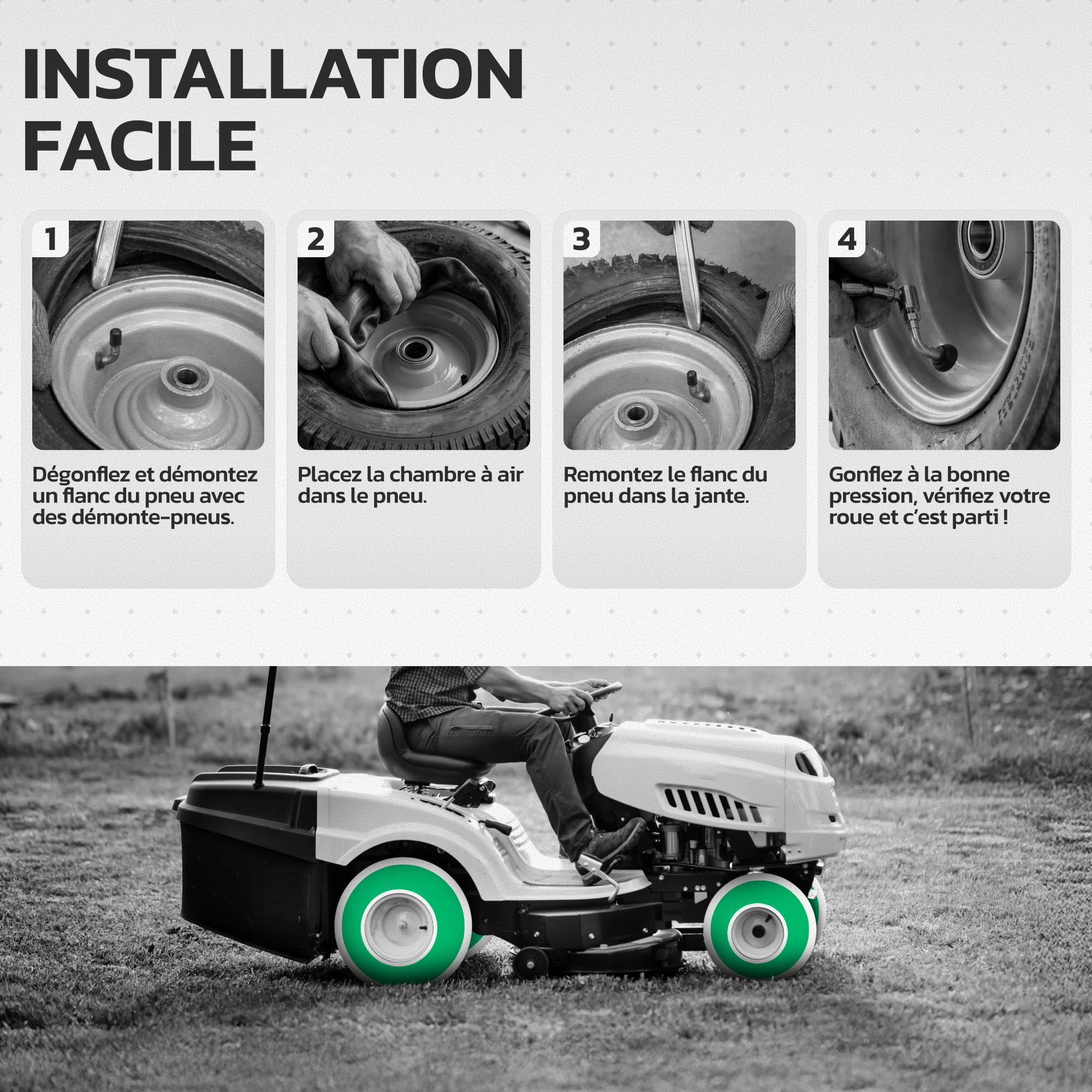 MoovMoov Chambre à Air 16 pouces pour pneus 16x6.50-8 et 16x7.50-8 - Pour Tondeuse Autoportée, Tracteur Tondeuse, Remorque de Jardin, Voiturette de Golf - Valve coudée - Lot de 2