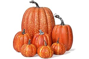 DearHouse 7Pcs Realistic Fake Pumpkins for Thanksgiving Home Decoration