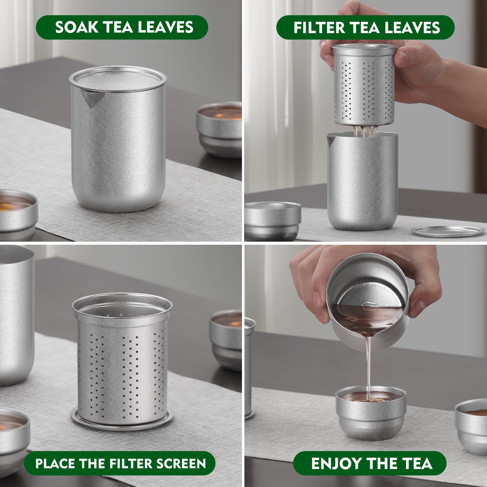 Amazon.co.jp: ZING TTI Titanium Tea Set with Infuser - Modern