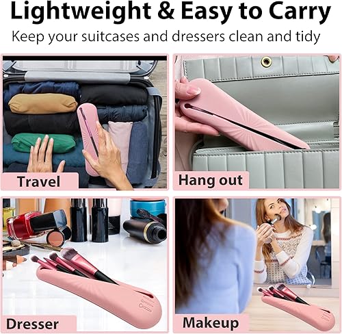 Miniatura 6 de AbluFirst Soporte para brochas de maquillaje de viaje organizador de brochas de maquillaje de silicona portátil de moda bolsa de brochas de