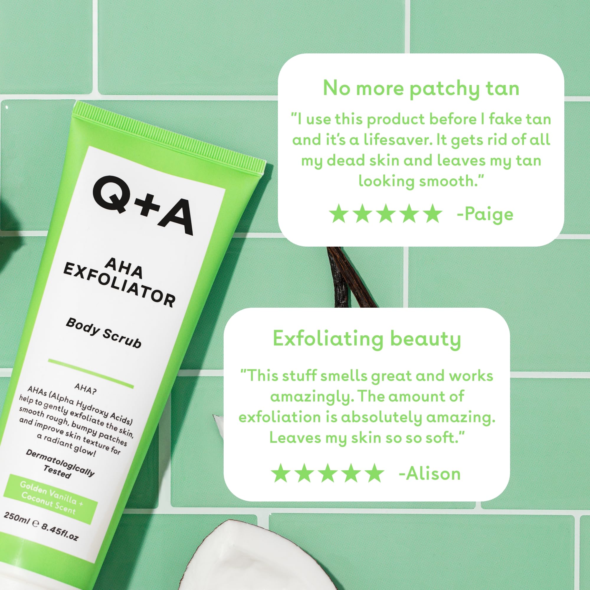 Q+A Exfoliante Corporal AHA 250 ml Ácido Láctico Glicólico
