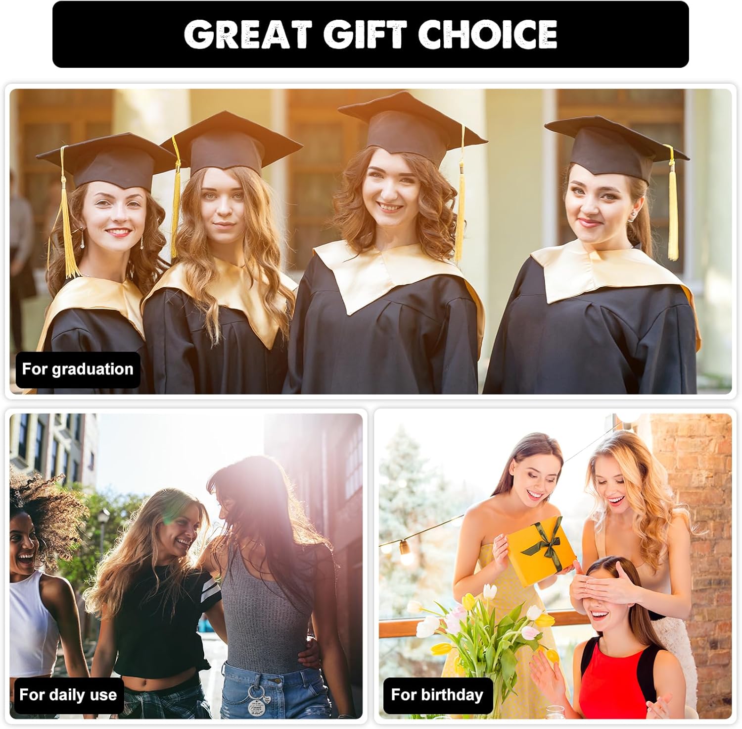 Roowest 6 Pieces Sister Keychain Gift from Sister, Side by Side or Miles Apart Friends Will Always Be Connected by The Heart Keychain for Women Friend Birthday Jewelry Gifts - Image 7