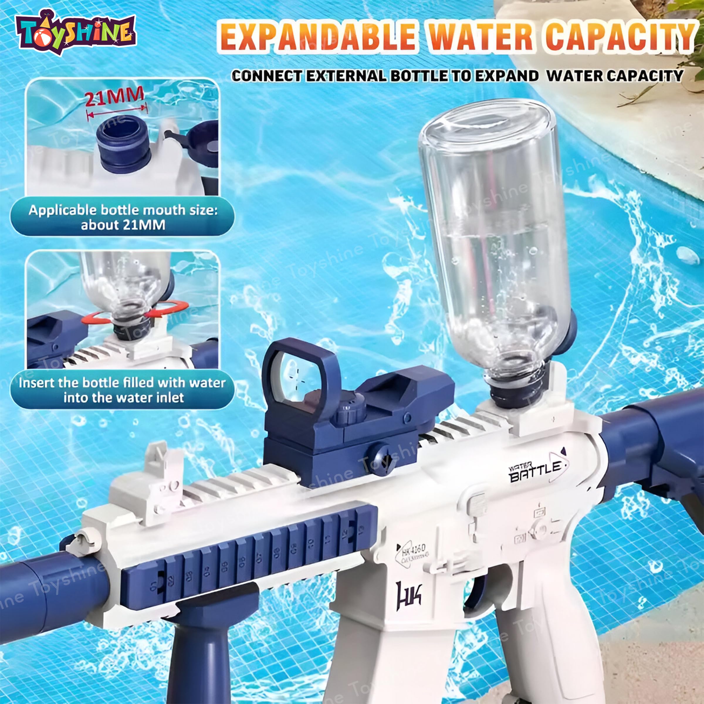Toyshine M416 Electric Water Gun Toy with 25-30Ft Range | Self-Filling | Rechargeable | High Pressure Mechanism Fun Toy for Kids Holi Party and Outdoor Water Fun 3