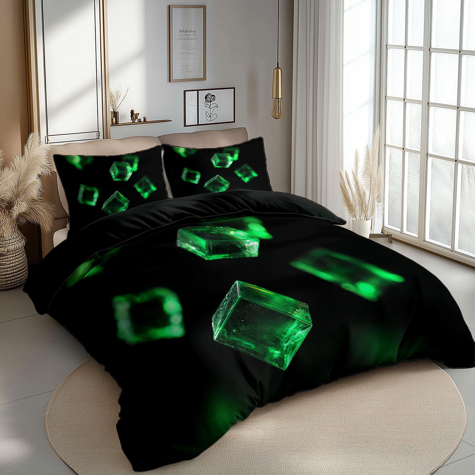 Juego de ropa de cama de 200 x 200 cm, 3 piezas, diseño de cubos