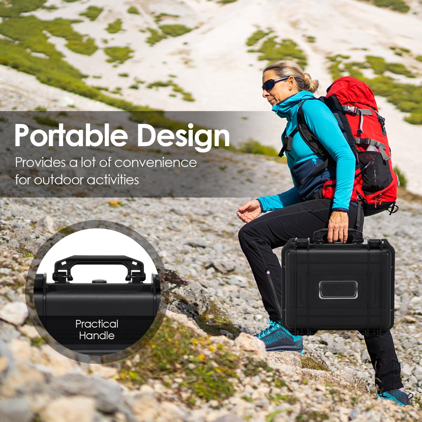SOARS Valigetta portaoggetti, custodia impermeabile con schiuma adattabile e valvola di compensazione della pressione, scatola di immagazzinaggio macchina fotografica, per attrezzi, Gopro, obiettivi e