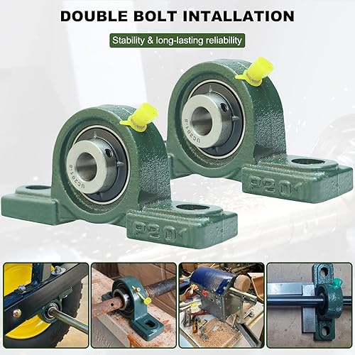 Miniatura 25 de UCP206-20 - Paquete de 2 rodamientos de bloque de almohada montados de 1-1/4 pulgadas, base de hierro fundido sólido, autoalineación (UCP206)