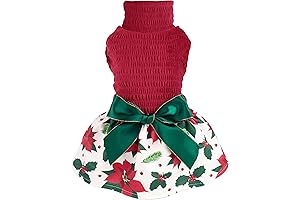 Fitwarm Christmas Poinsettia Flower Dog Dress