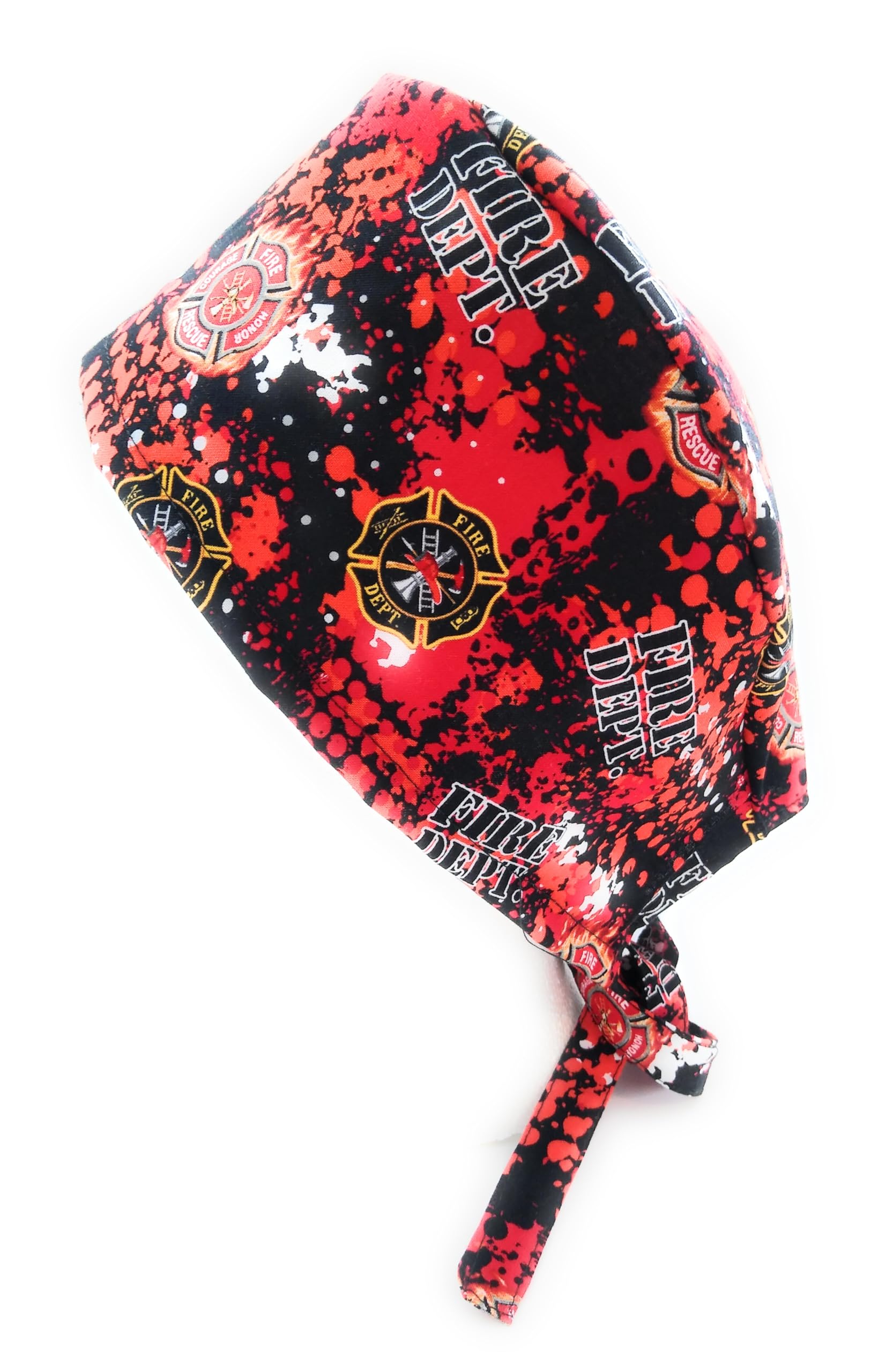 Scrub Hat Fire Department Firefighters Patriotic Cotton Fabric Cap Do-Rag Skull Multi Color