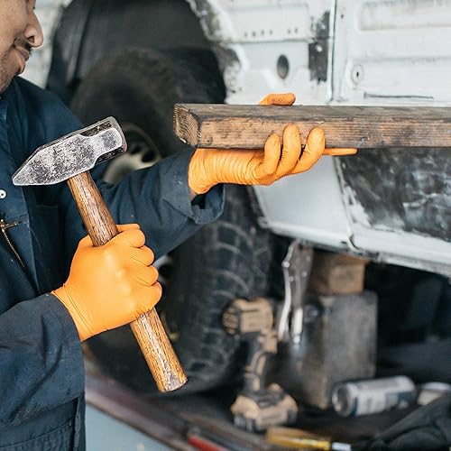 Miniatura 8 de 1st Choice Guantes desechables de nitrilo con agarre de diamante elevado, 6 mil industrial, mecánico, limpieza, sin látex, sin polvo